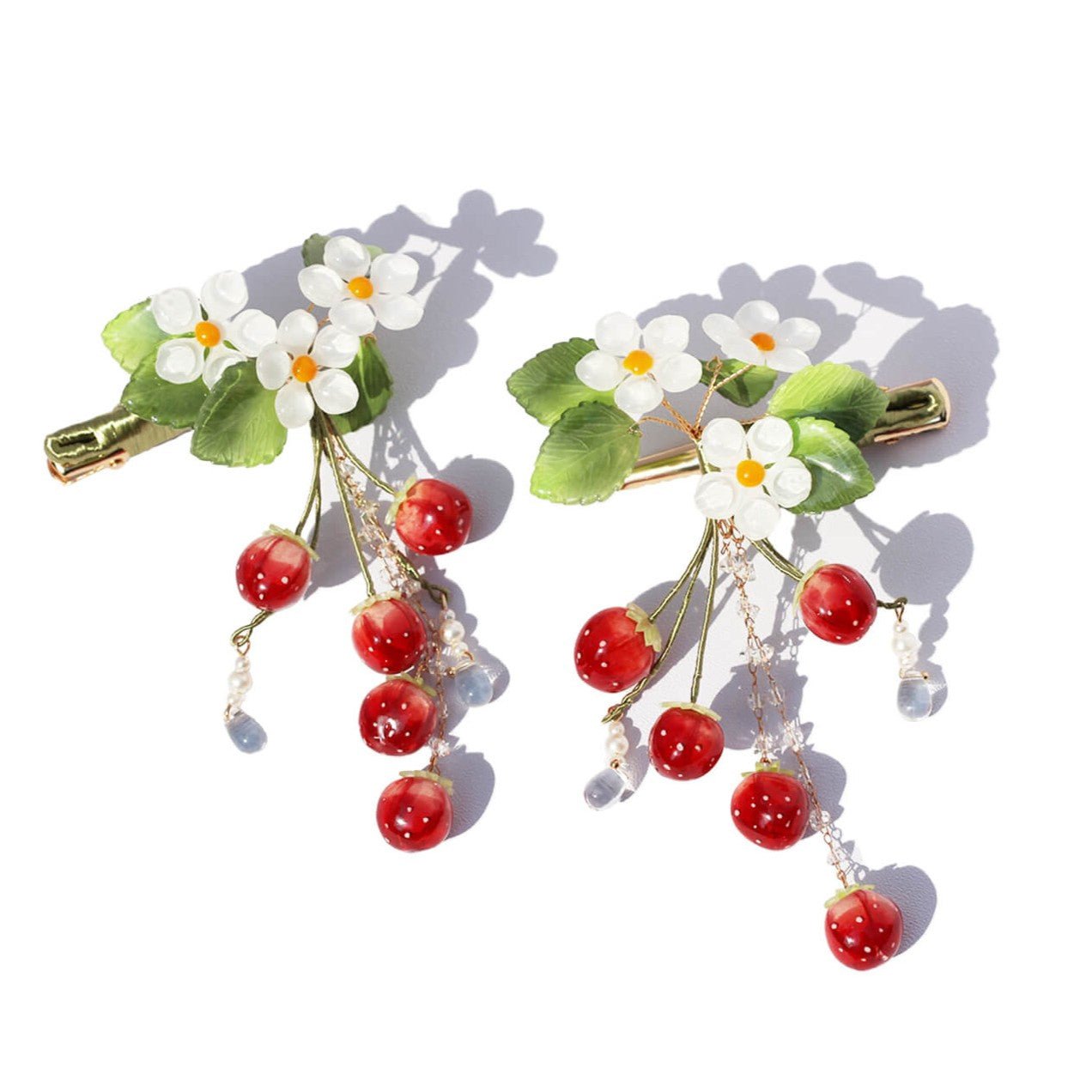 Strawberries & Daisies Hair Clips (2-Piece) Hair Clips JewelryBlossom flowerjewelry weddingjewelry bridaljewelry weddinggift bridemaidgiftgiftforher mothergift daughtergift birthdaygift anniversarygi