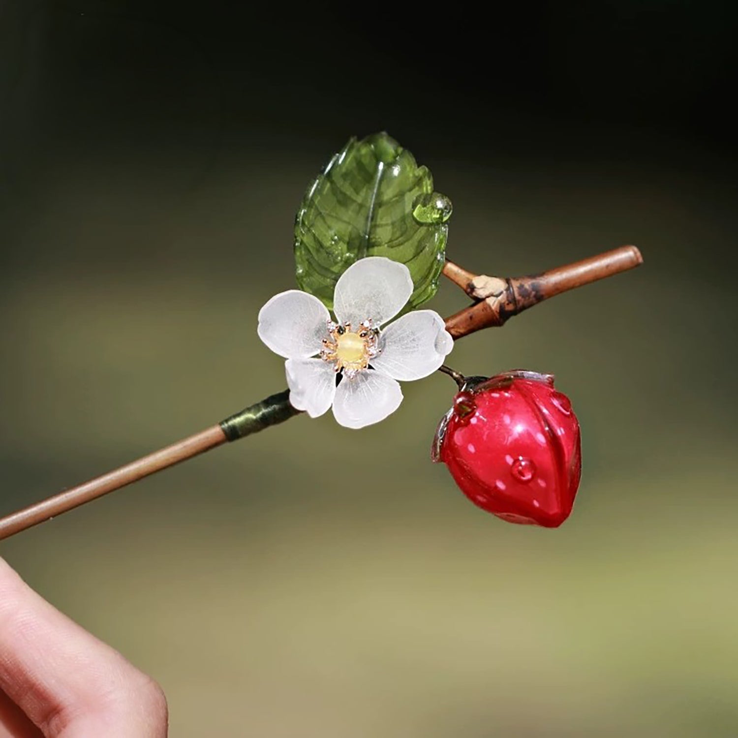 Strawberry Blossom Hair Stick HAIR JewelryBlossom flowerjewelry weddingjewelry bridaljewelry weddinggift bridemaidgiftgiftforher mothergift daughtergift birthdaygift anniversarygi