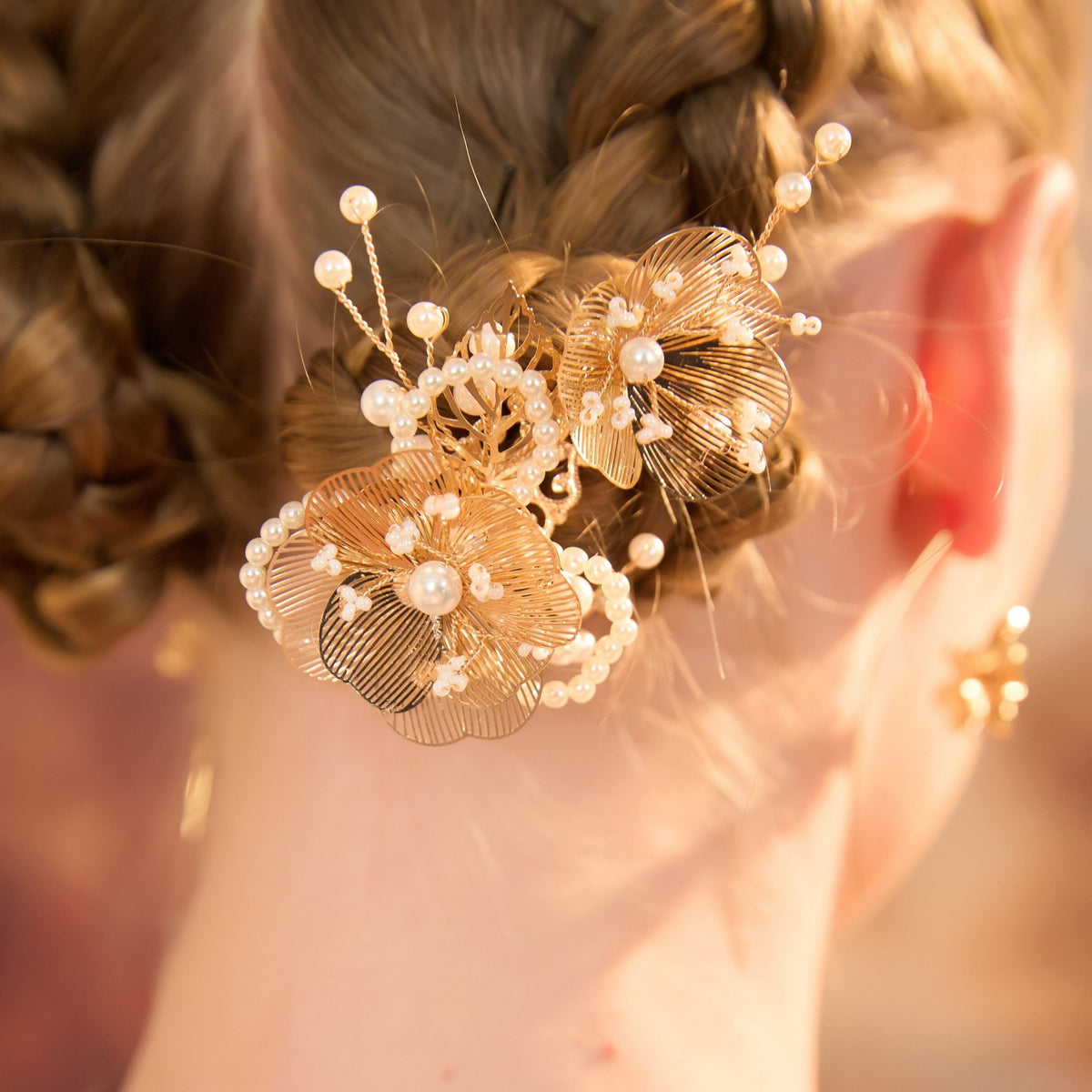 Sunlit Flower Pearl Vine Hair Clips (2-Piece) hair claws JewelryBlossom flowerjewelry weddingjewelry bridaljewelry weddinggift bridemaidgiftgiftforher mothergift daughtergift birthdaygift anniversarygi