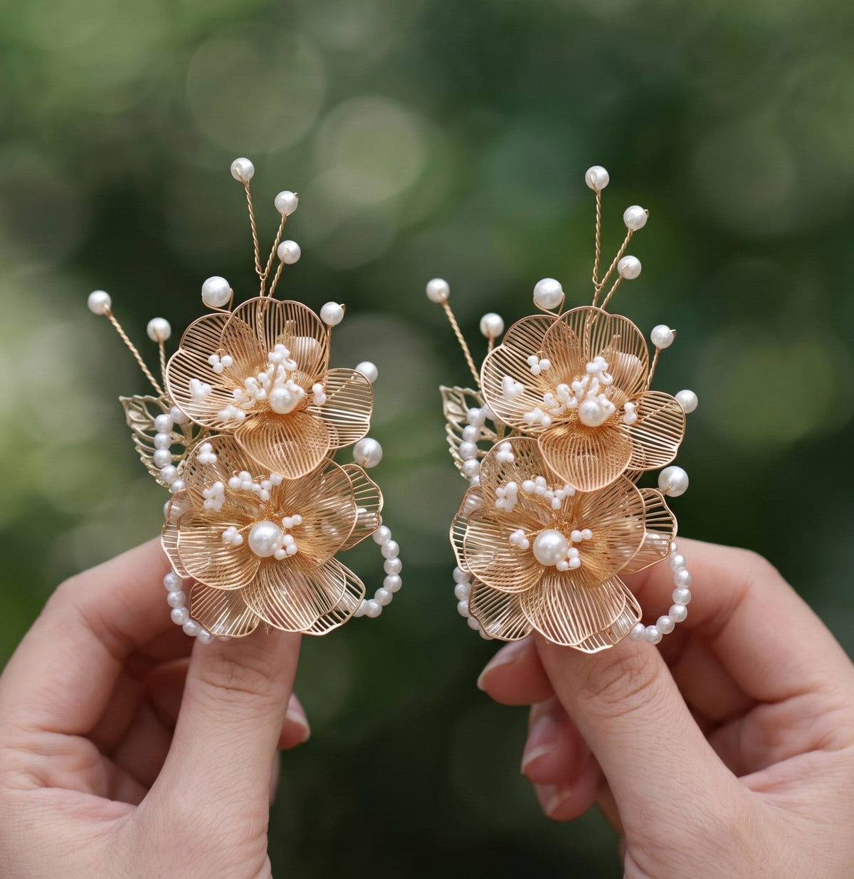 Sunlit Flower Pearl Vine Hair Clips (2-Piece) hair claws JewelryBlossom flowerjewelry weddingjewelry bridaljewelry weddinggift bridemaidgiftgiftforher mothergift daughtergift birthdaygift anniversarygi