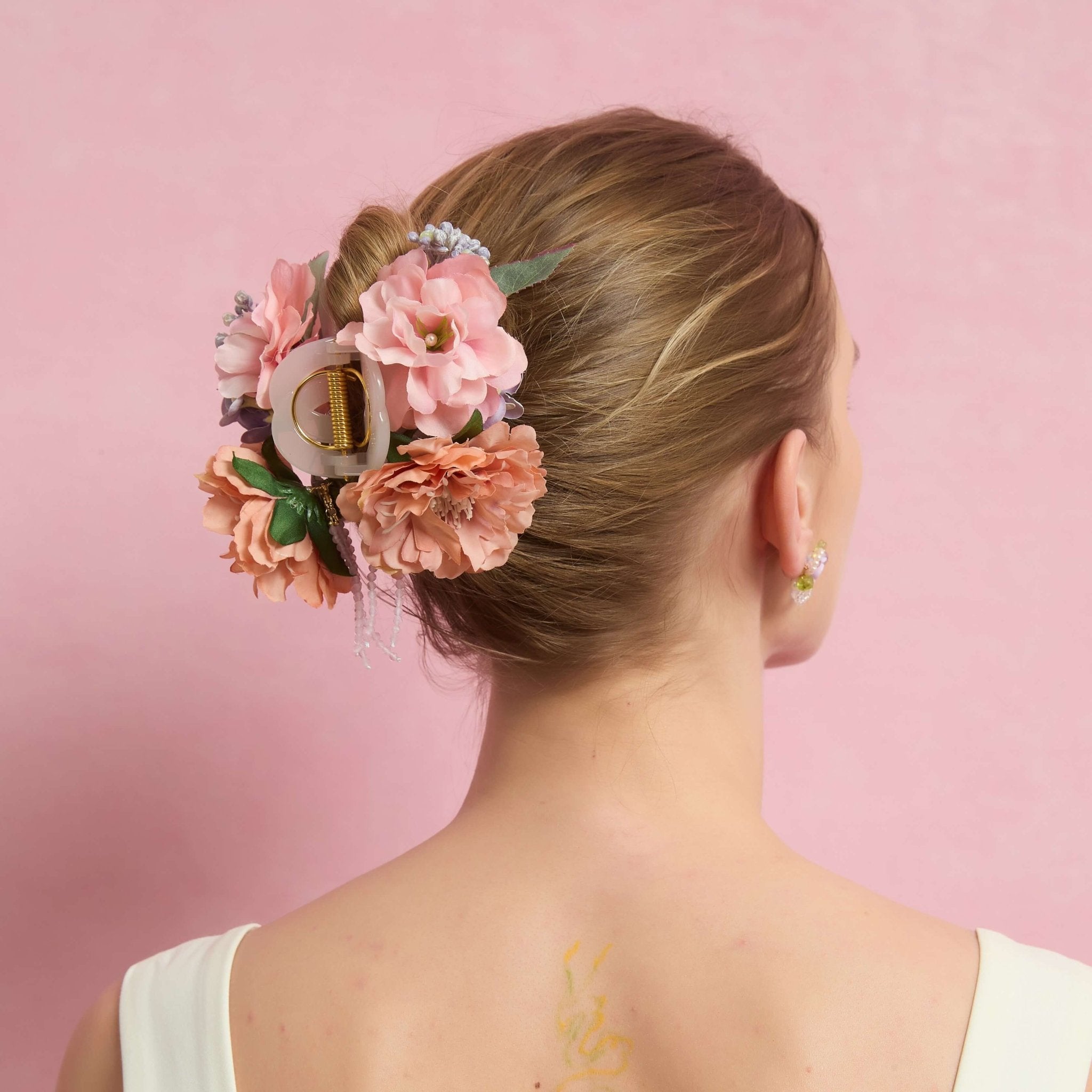 Sweet Peony Bloom Tassel Hair Clawhair clawsJewelryBlossomuniqueflowerearringsgiftforhermothergiftdaughtergiftbirthdaygiftanniversarygift
