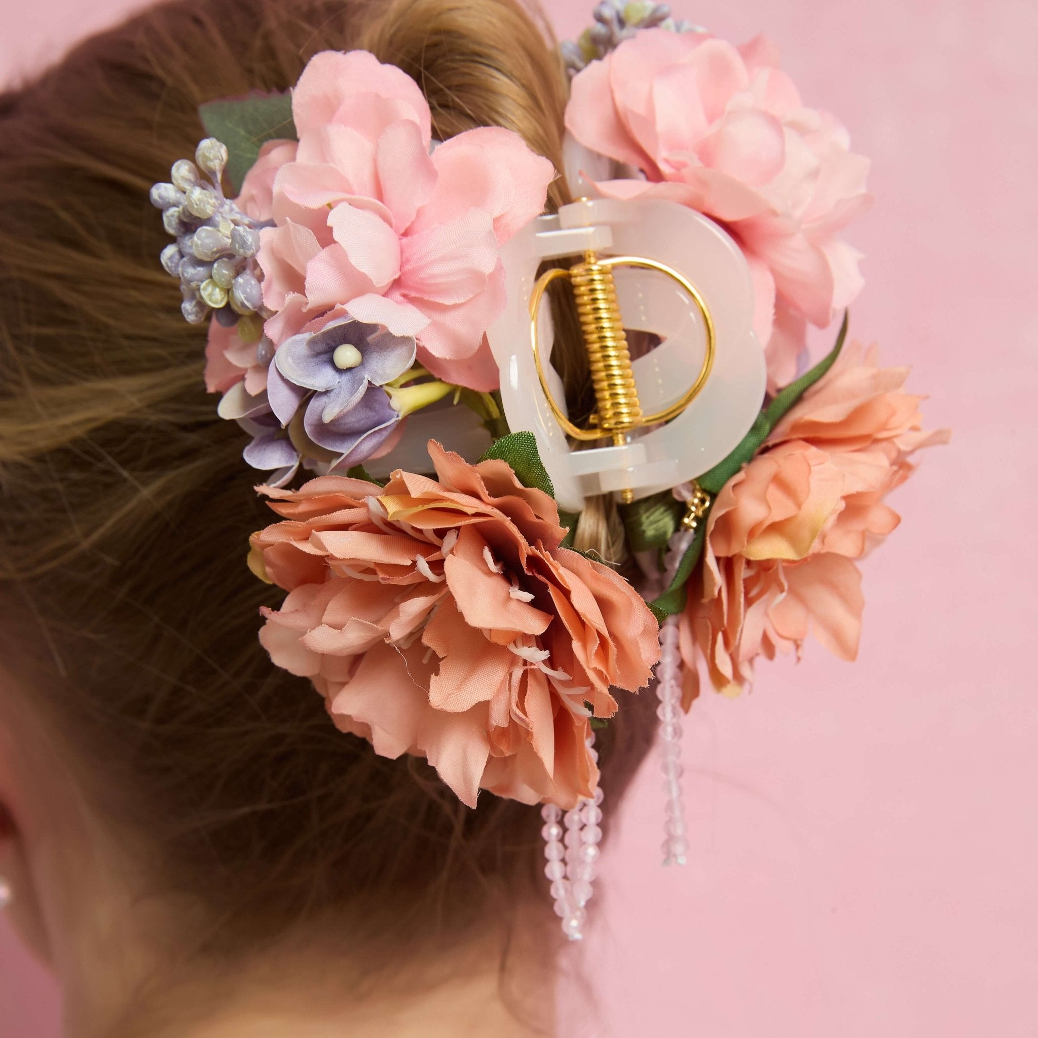 Sweet Peony Bloom Tassel Hair Clawhair clawsJewelryBlossomuniqueflowerearringsgiftforhermothergiftdaughtergiftbirthdaygiftanniversarygift