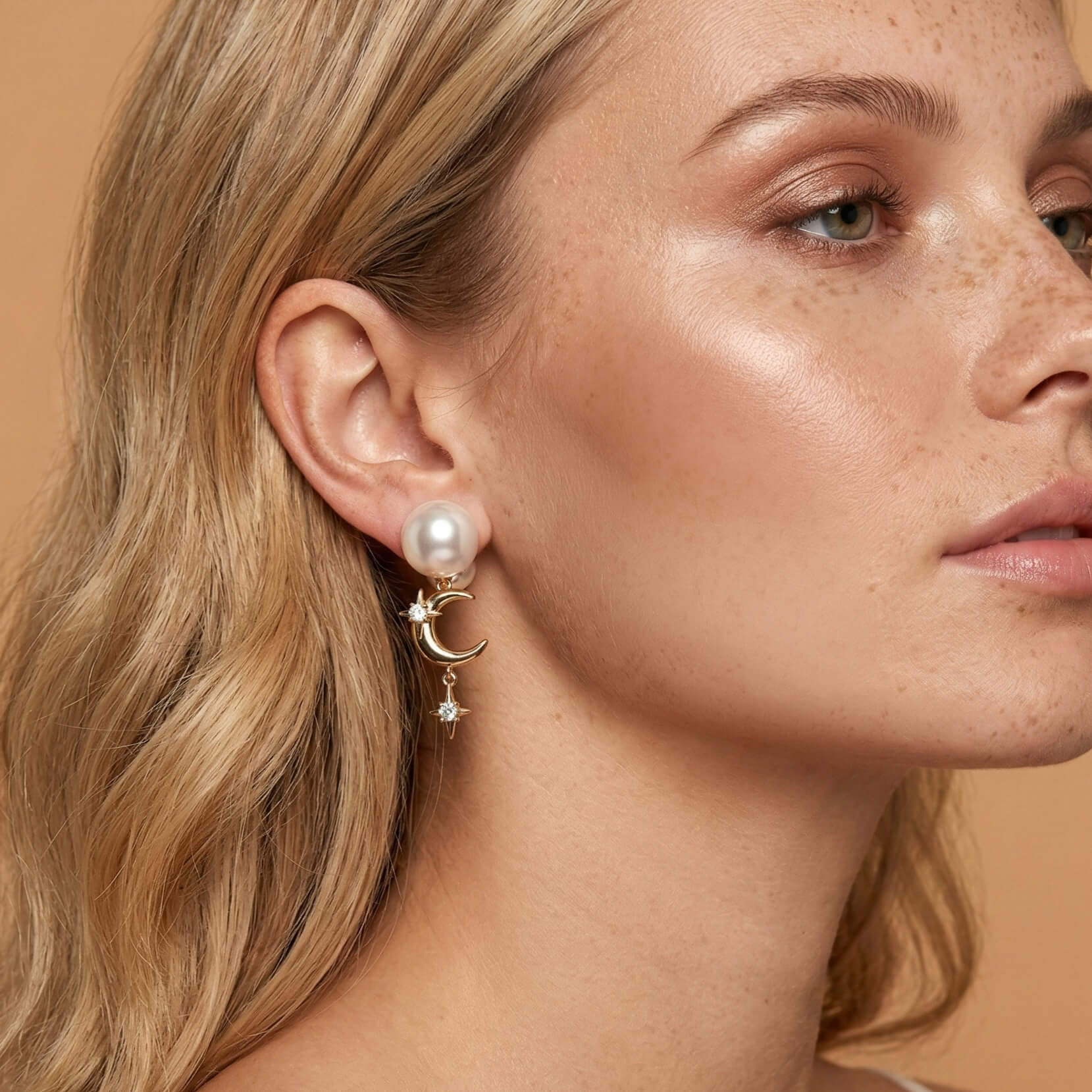 The Lunar Orbit Pearl Stud EarringsEarringsJewelryBlossomuniqueflowerearringsgiftforhermothergiftdaughtergiftbirthdaygiftanniversarygift