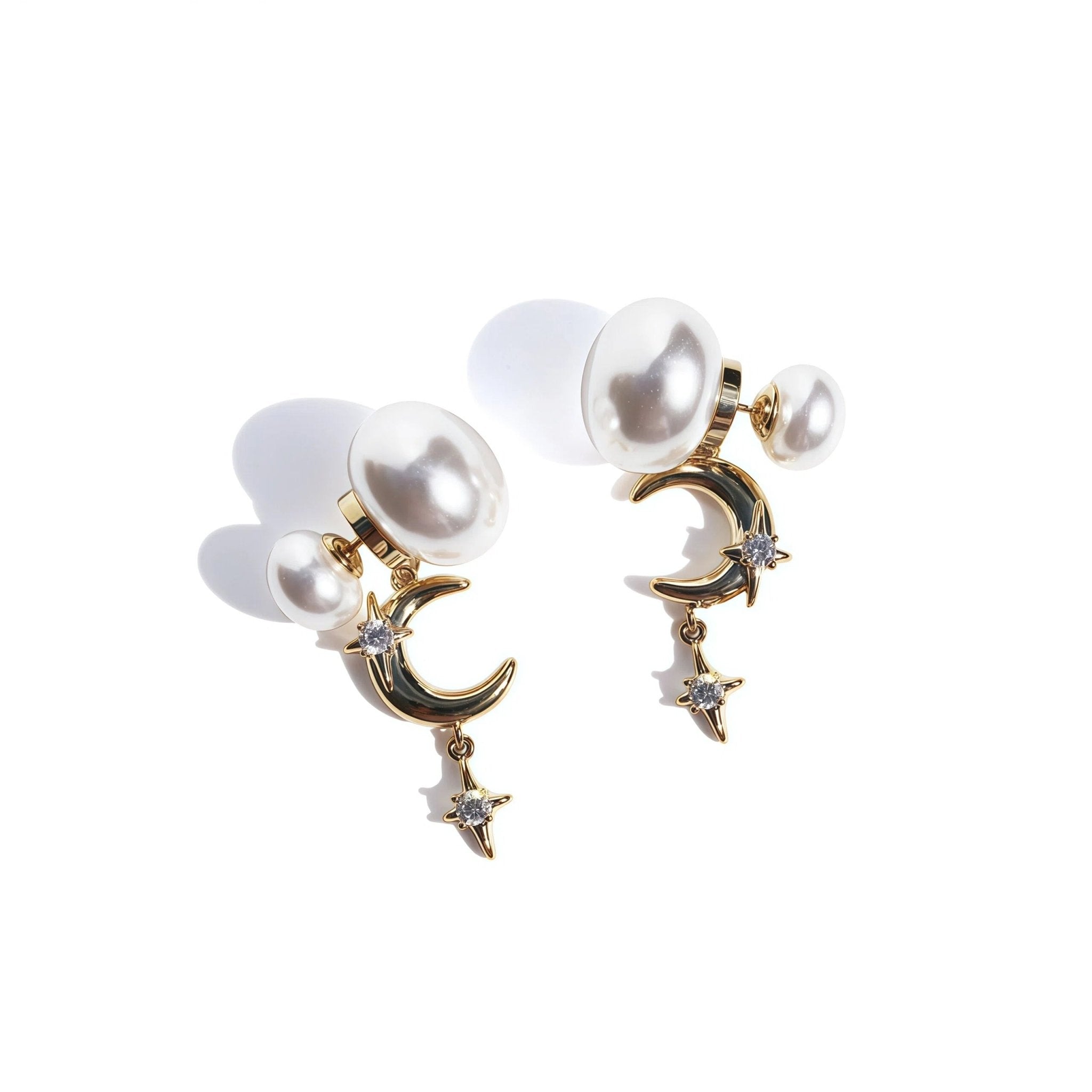The Lunar Orbit Pearl Stud EarringsEarringsJewelryBlossomuniqueflowerearringsgiftforhermothergiftdaughtergiftbirthdaygiftanniversarygift