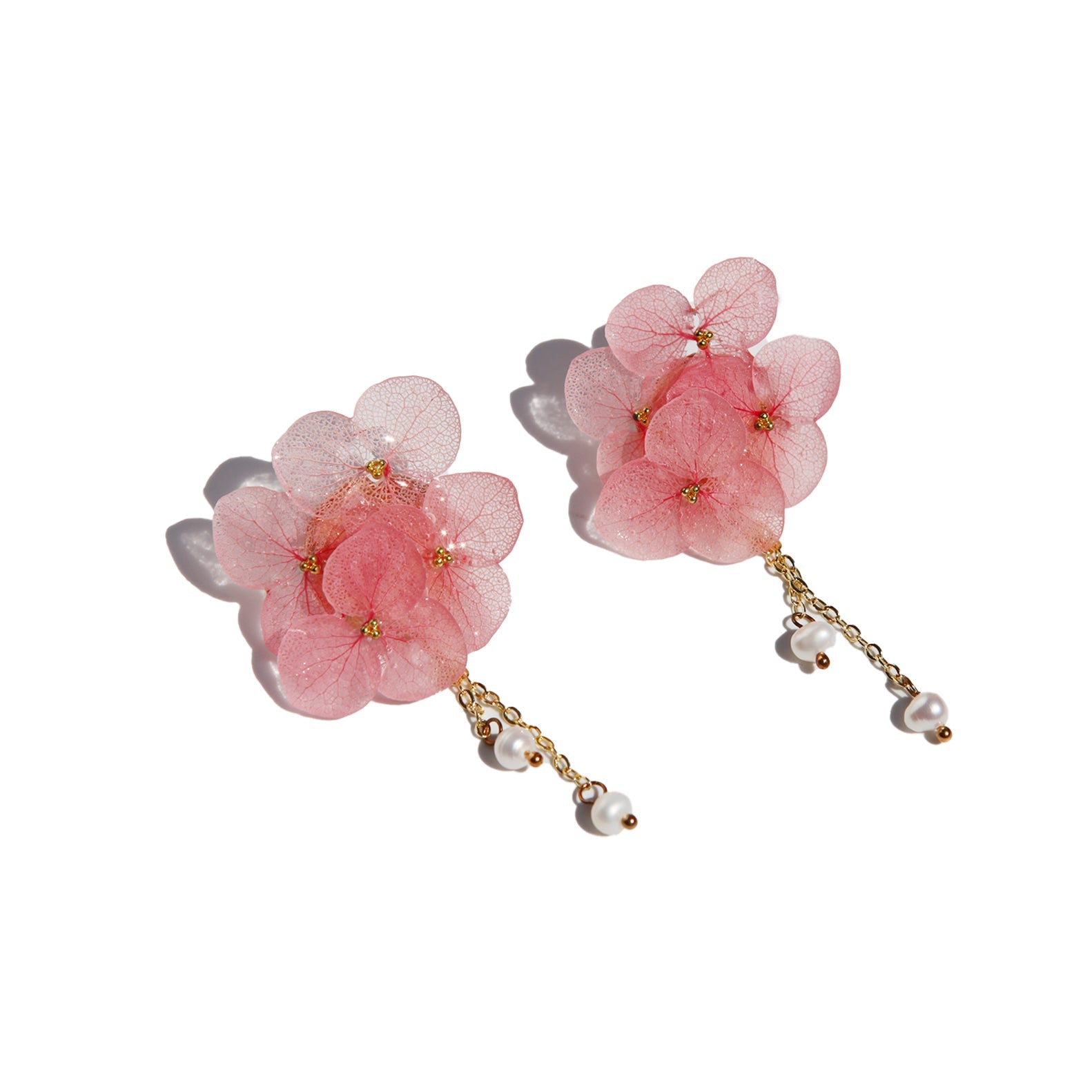 Tiana Layered Pink Hydrangea Drop EarringsEarringsJewelryBlossomuniqueflowerearringsgiftforhermothergiftdaughtergiftbirthdaygiftanniversarygift