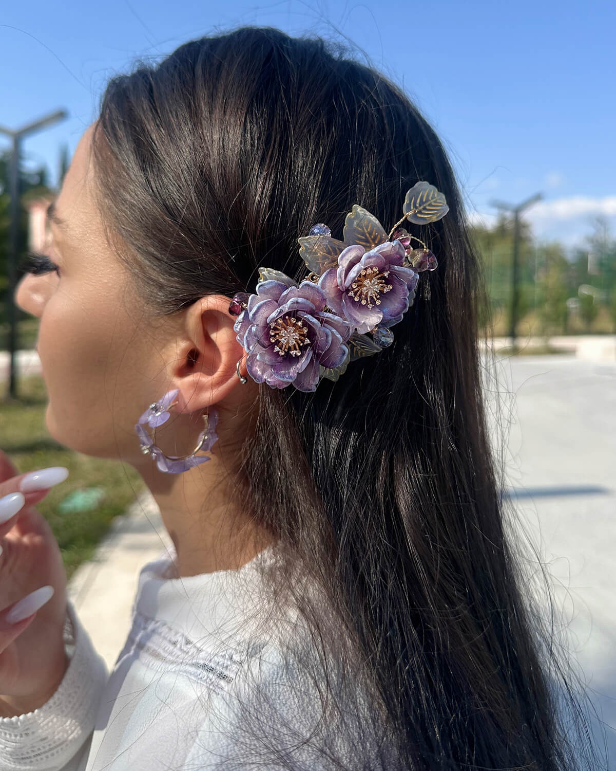 Translucent Purple Begonia Flower Hair ClipHair ClipsJewelryBlossomuniqueflowerearringsgiftforhermothergiftdaughtergiftbirthdaygiftanniversarygift