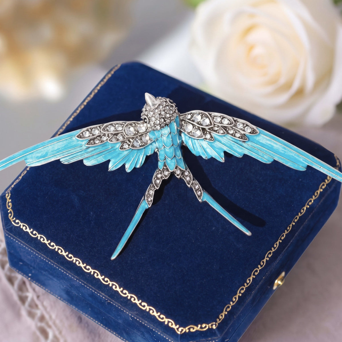 Turquoise Sky Swallow Antique Brooch brooch JewelryBlossom #flowerjewelry# #weddingjewelry# #bridaljewelry# #weddinggift# #bridemaidgift##giftforher# #mothergift# #daughtergift# #birthdaygift# #anniversarygi