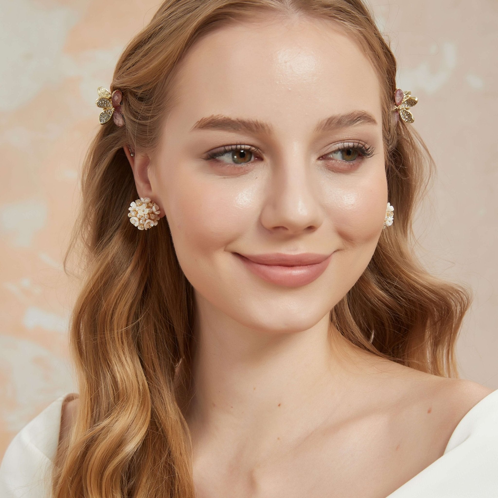 Two - way Pearl Flower Front Back Earrings StudsEARRINGSJewelryBlossomuniqueflowerearringsgiftforhermothergiftdaughtergiftbirthdaygiftanniversarygift