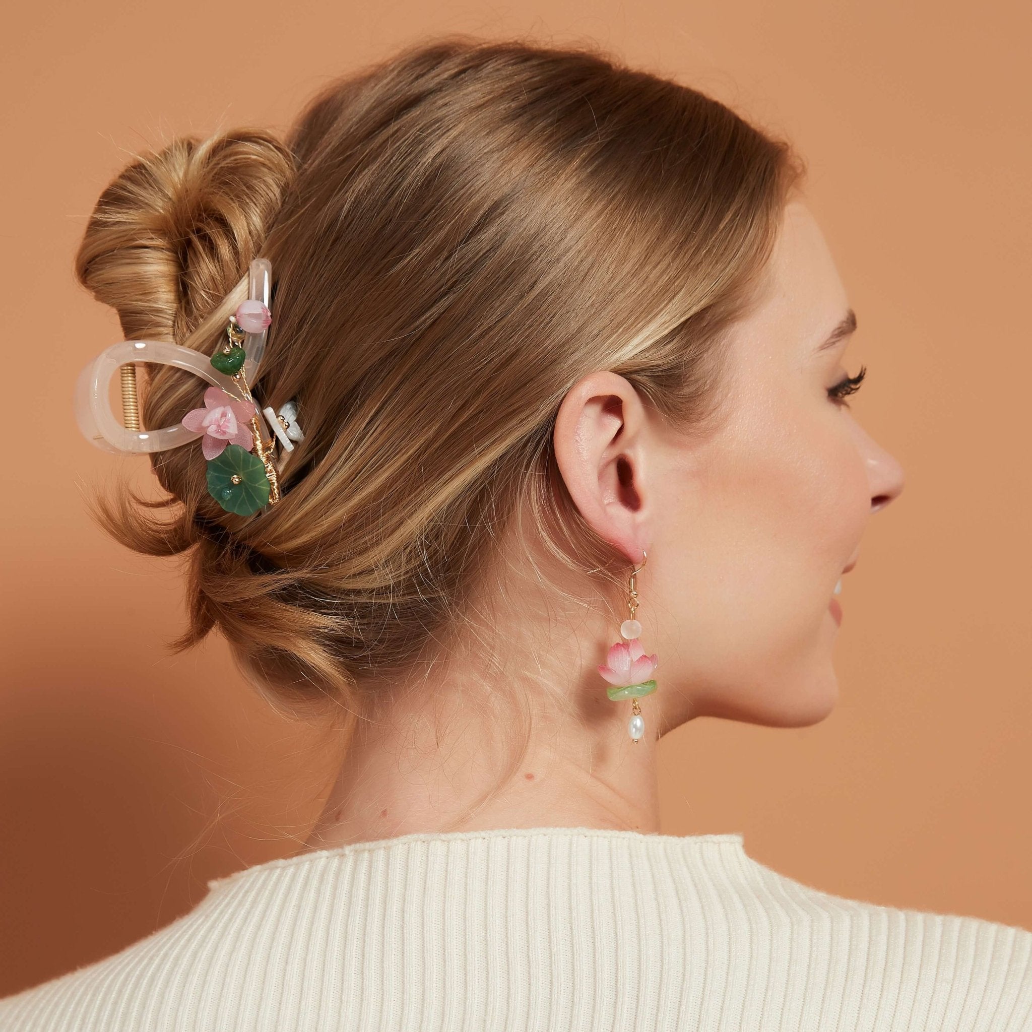 Waterlily Pond Garden Hair Clawhair clawsJewelryBlossomuniqueflowerearringsgiftforhermothergiftdaughtergiftbirthdaygiftanniversarygift