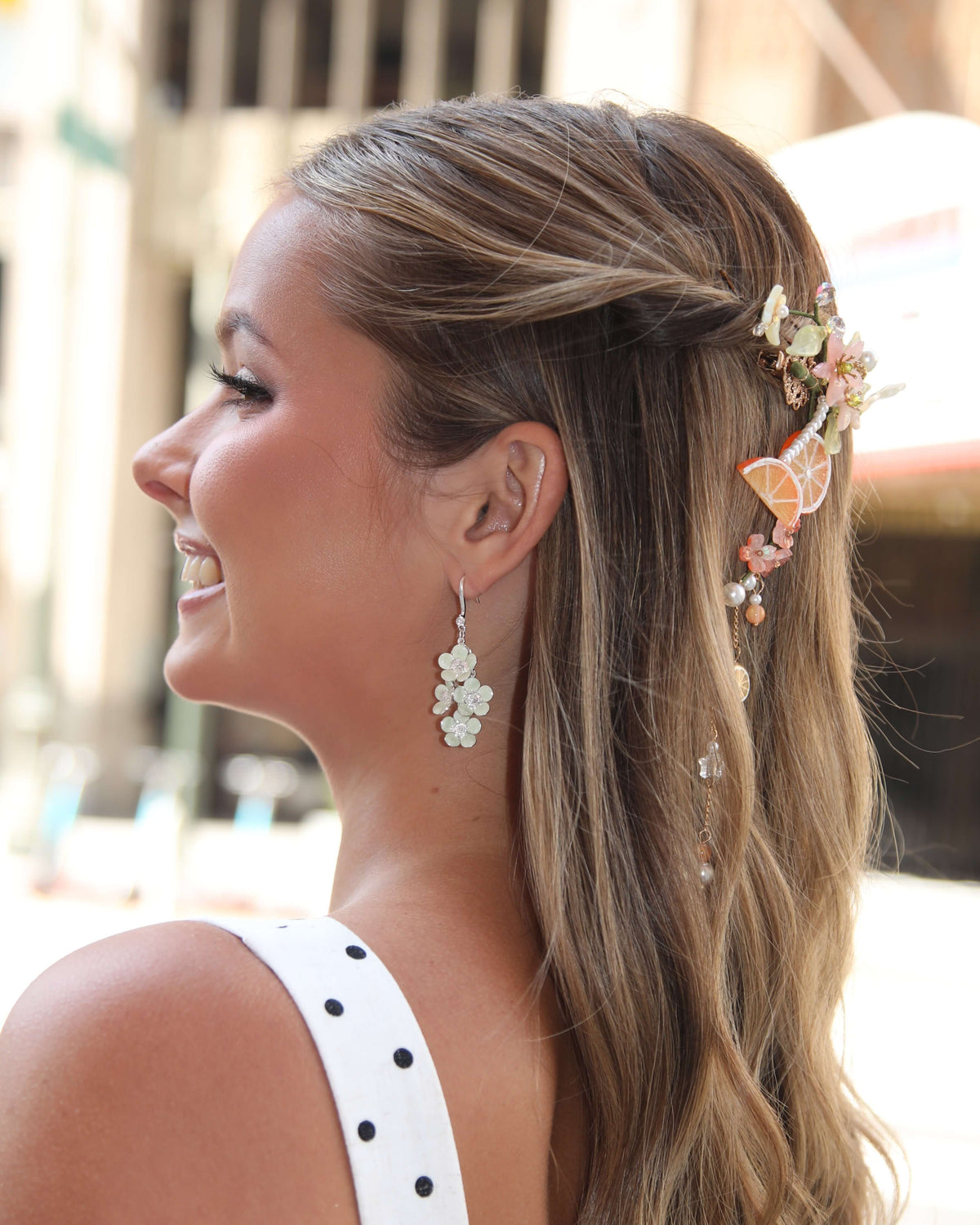Sage Blossom Crystal Chandelier Earrings