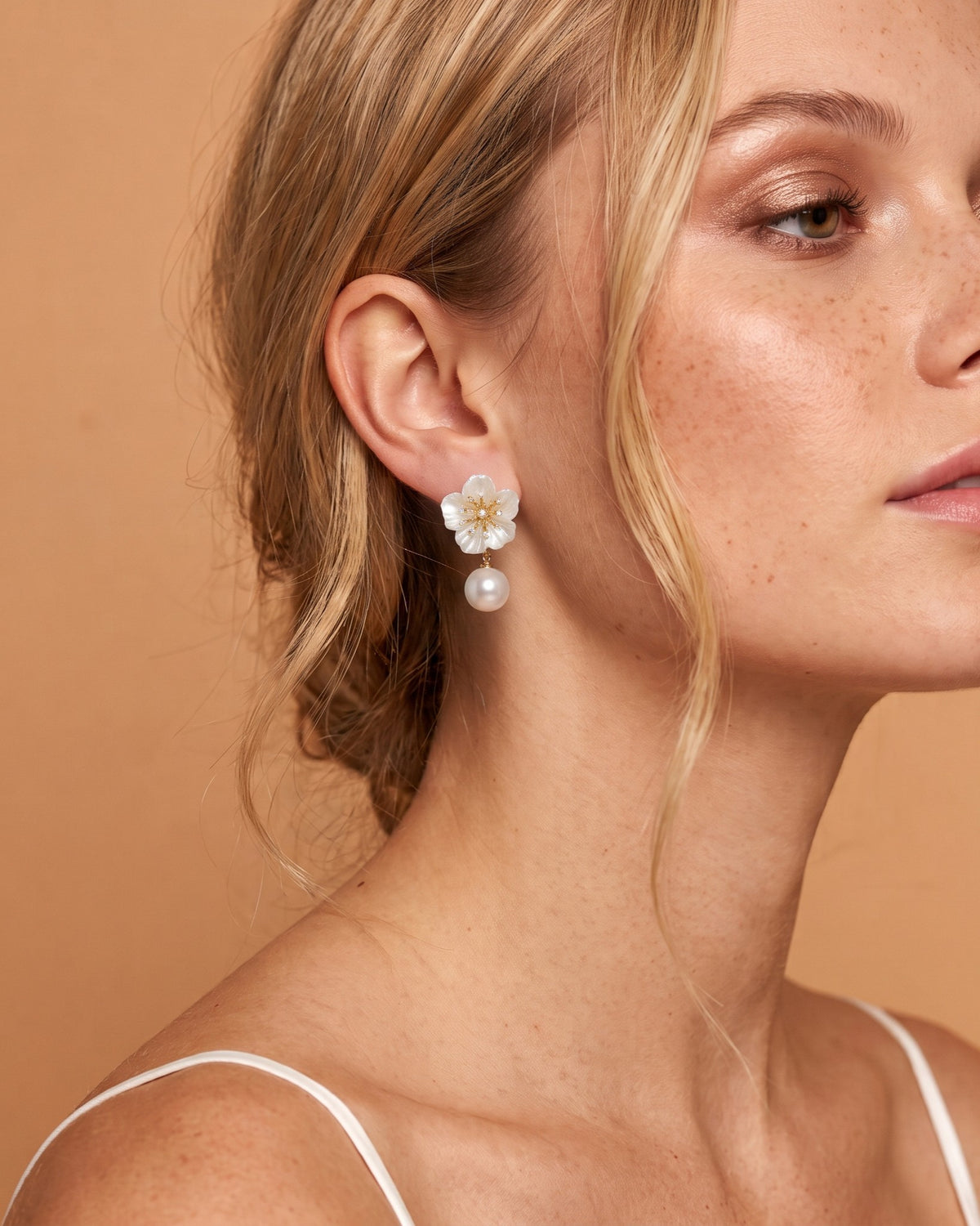 Ivory Sakura Pearl Drop Earrings