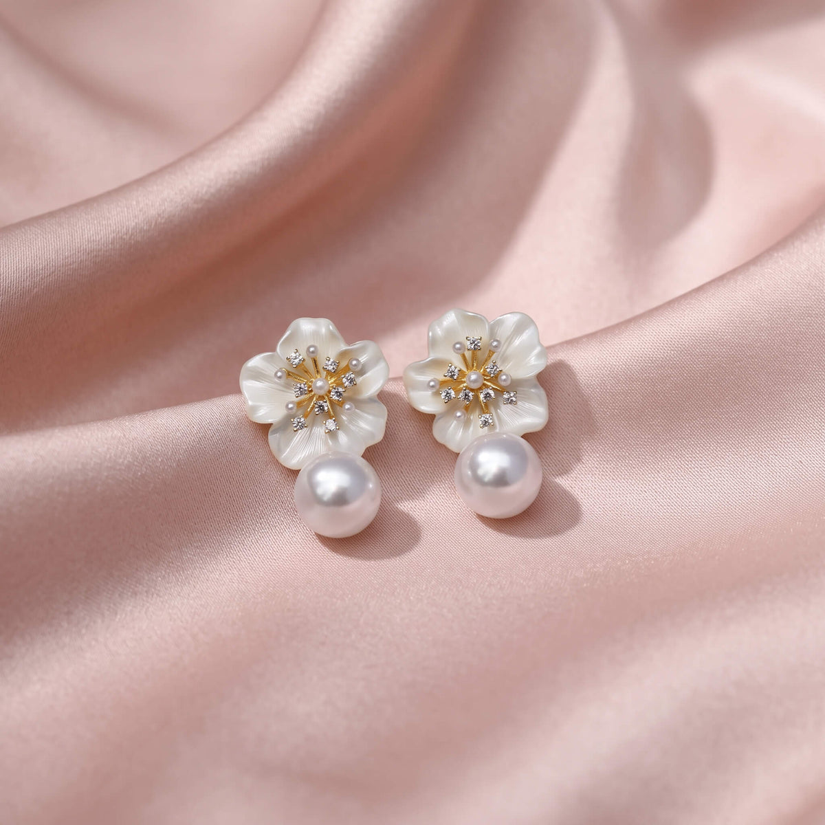 Ivory Sakura Pearl Drop Earrings
