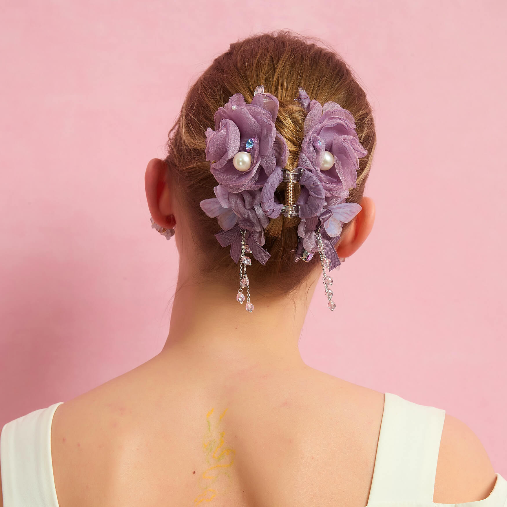 Wisteria Whisper Tassel Hair Clawhair clawsJewelryBlossomuniqueflowerearringsgiftforhermothergiftdaughtergiftbirthdaygiftanniversarygift