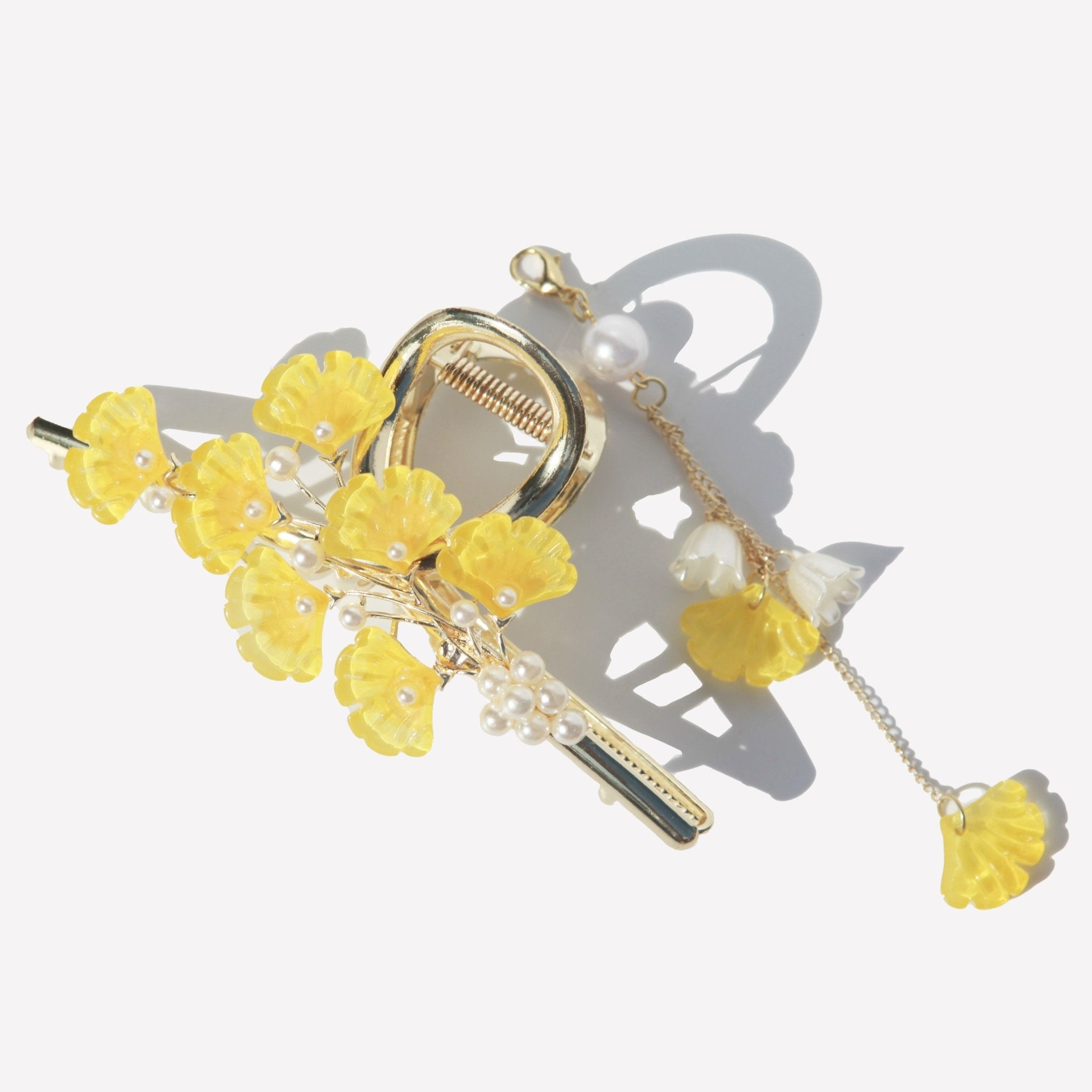 Yellow Ginkgo Flower Tassel Hair Clawhair clawsJewelryBlossomuniqueflowerearringsgiftforhermothergiftdaughtergiftbirthdaygiftanniversarygift