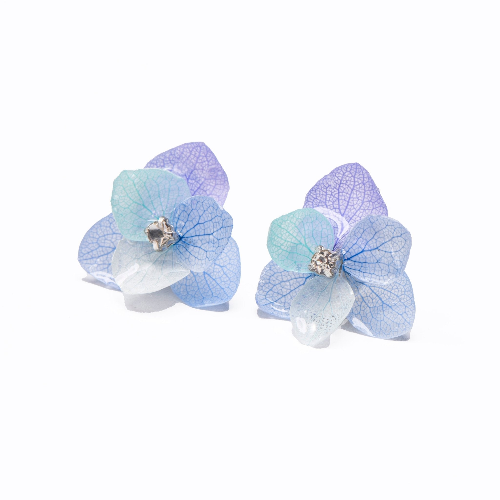 4 - Shade Blue Hydrangea Flowers Stud EarringsEarringsJewelryBlossomuniqueflowerearringsgiftforhermothergiftdaughtergiftbirthdaygiftanniversarygift