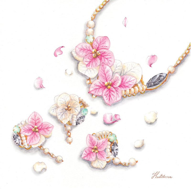 Amelia Pink Hydrangea Gemstone Necklace