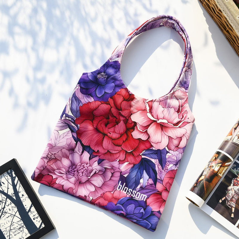 peony garden tote bag canvas painting bag