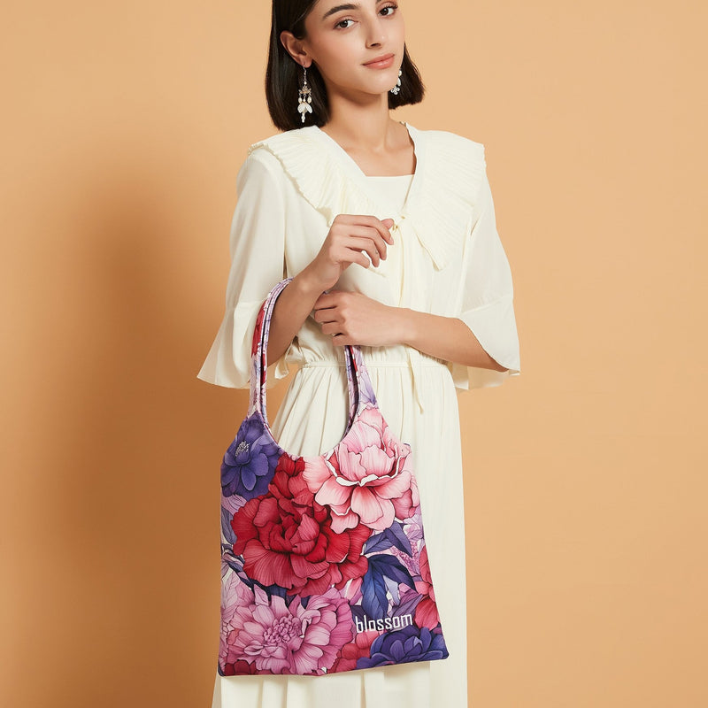 peony garden tote bag canvas painting bag