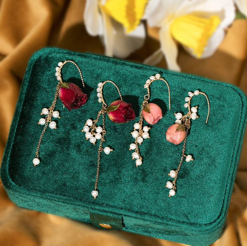 #roseflowerearring# - #jewelryblossom##earrings##fairyearrings##weddingearrings##realflowerearrings##rosegoldearrings#