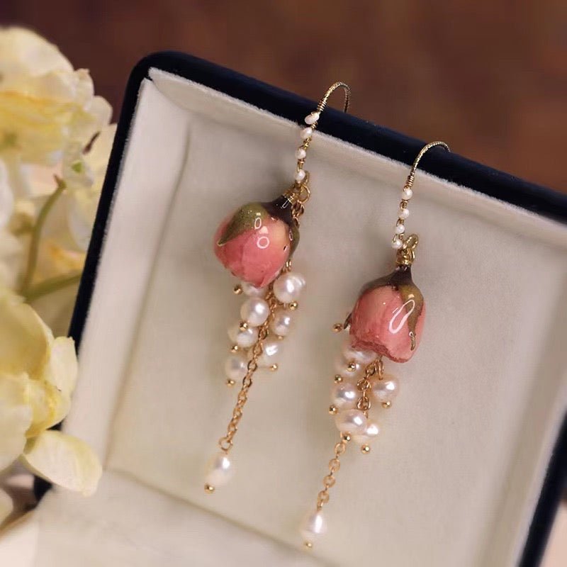 #roseflowerearring# - #jewelryblossom##earrings##fairyearrings##weddingearrings##realflowerearrings##rosegoldearrings#