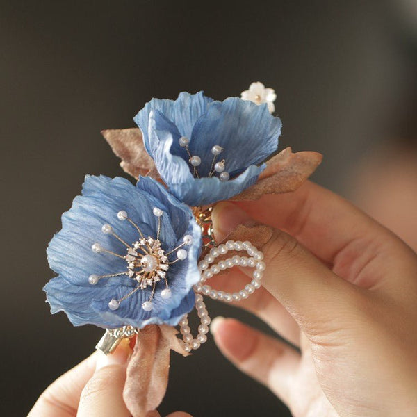 #butterflyhairclip# - #jewelryblossom##hairclip##fairyhairstyle##weddinghair##weddingjewelry# blue primrose poppy hair clip