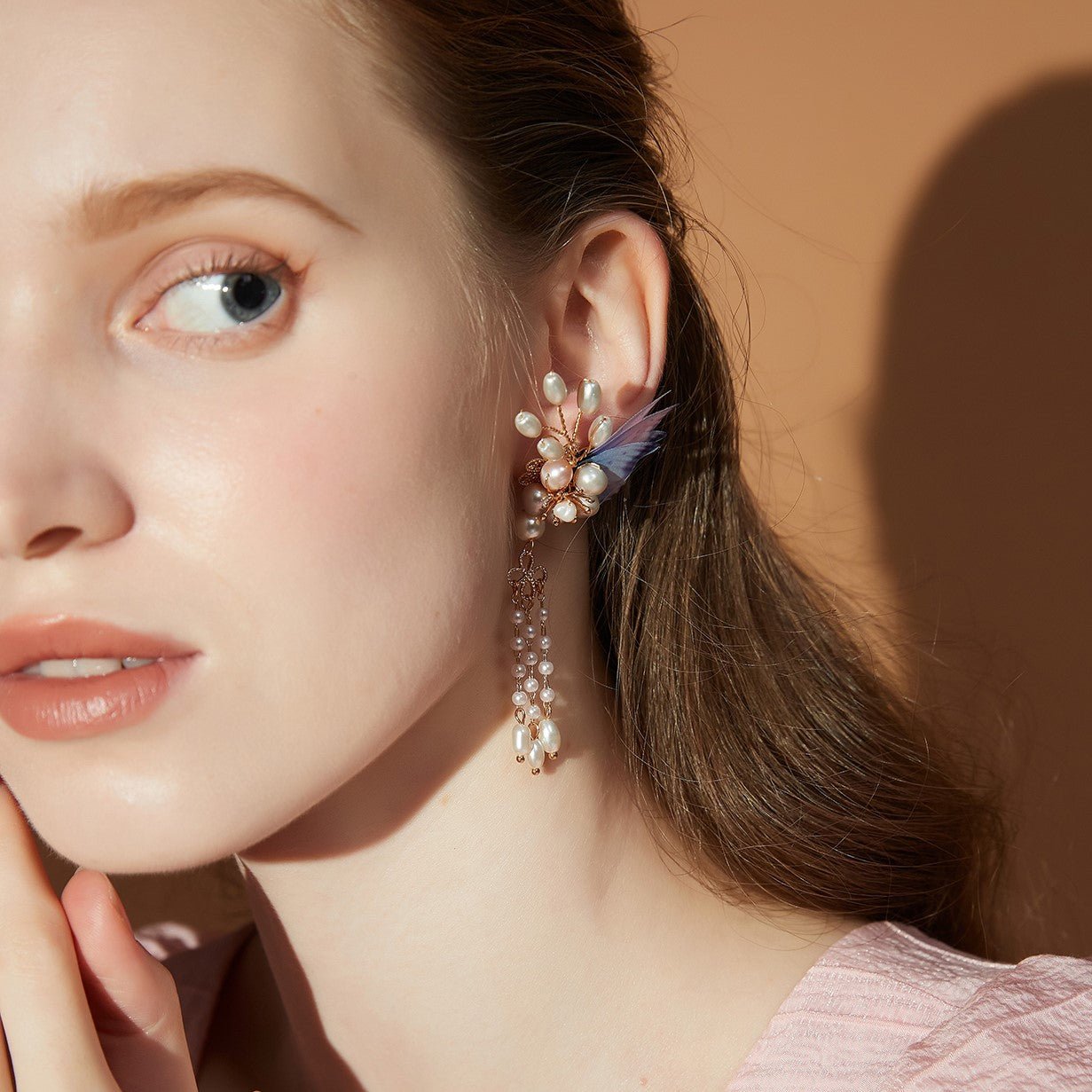 #butterflyearring# - #jewelryblossom##earrings##fairyearrings##weddingearrings##fabricearrings# pearl earrings