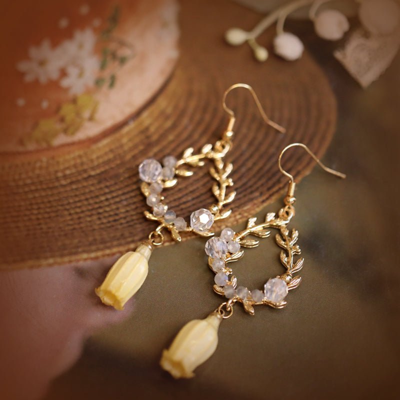 bell flower earrings
yellow bell flower earrings
flower earrings
wedding earrings