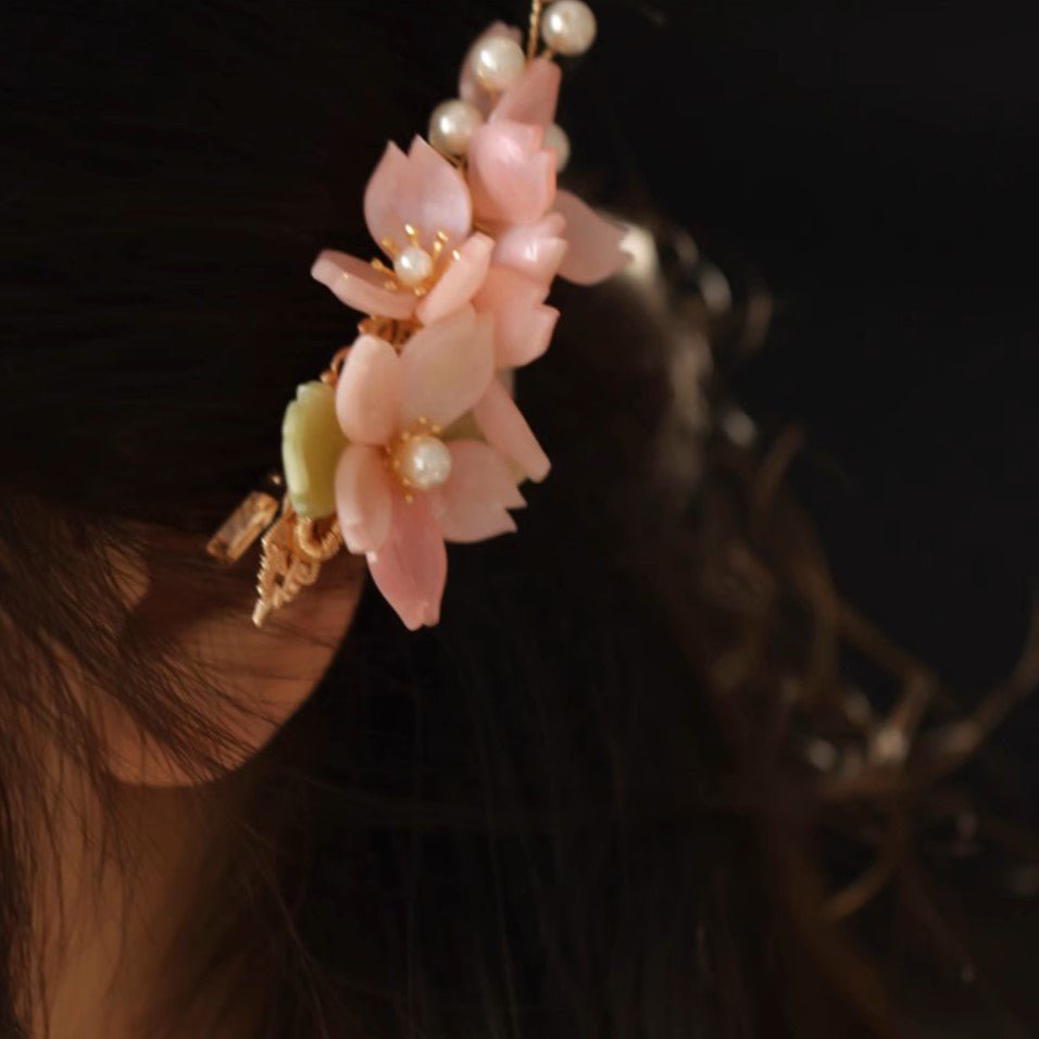 Cherry Blossom Pearl Garden Hair ClipHair ClipsJewelryBlossomuniqueflowerearringsgiftforhermothergiftdaughtergiftbirthdaygiftanniversarygift