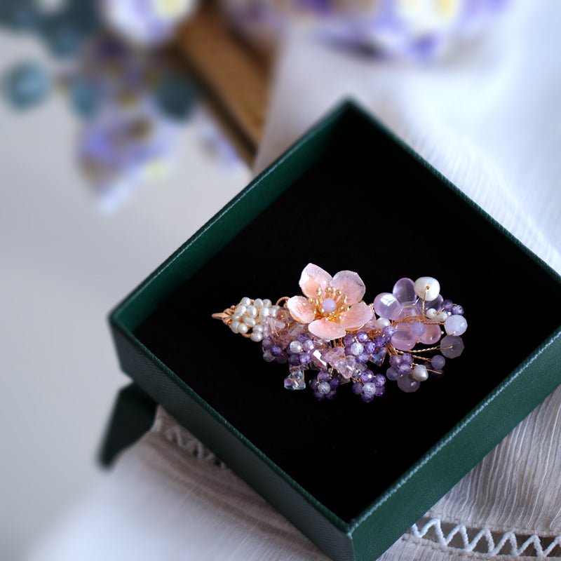 #flowerhairclip# - #jewelryblossom##hairclip##fairybracelet##weddingjewelry##pinkhairclip#