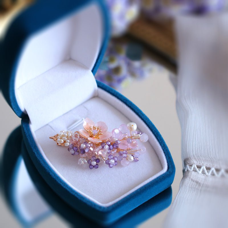 #flowerhairclip# - #jewelryblossom##hairclip##fairybracelet##weddingjewelry##pinkhairclip#