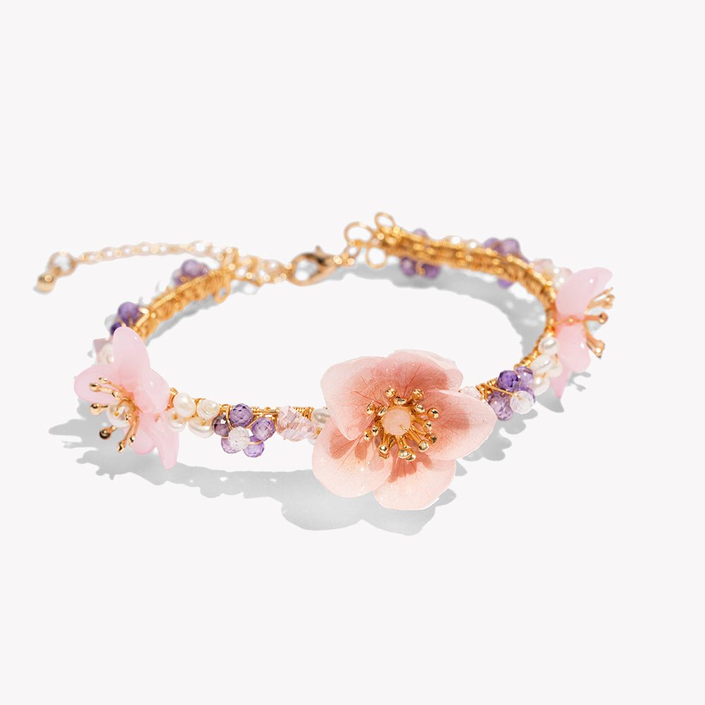 Crystal Gemstone Hydrangea Flowers Bracelet