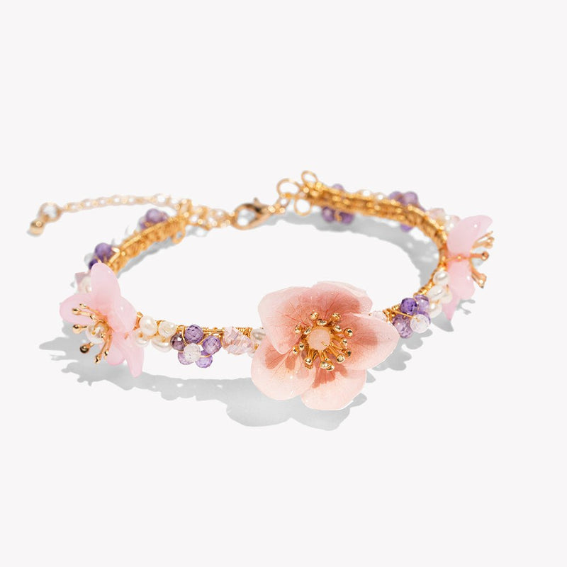 #flowerbracelet# - #jewelryblossom##bracelet##fairynecklace##weddingjewelry##pinkflowernecklace#