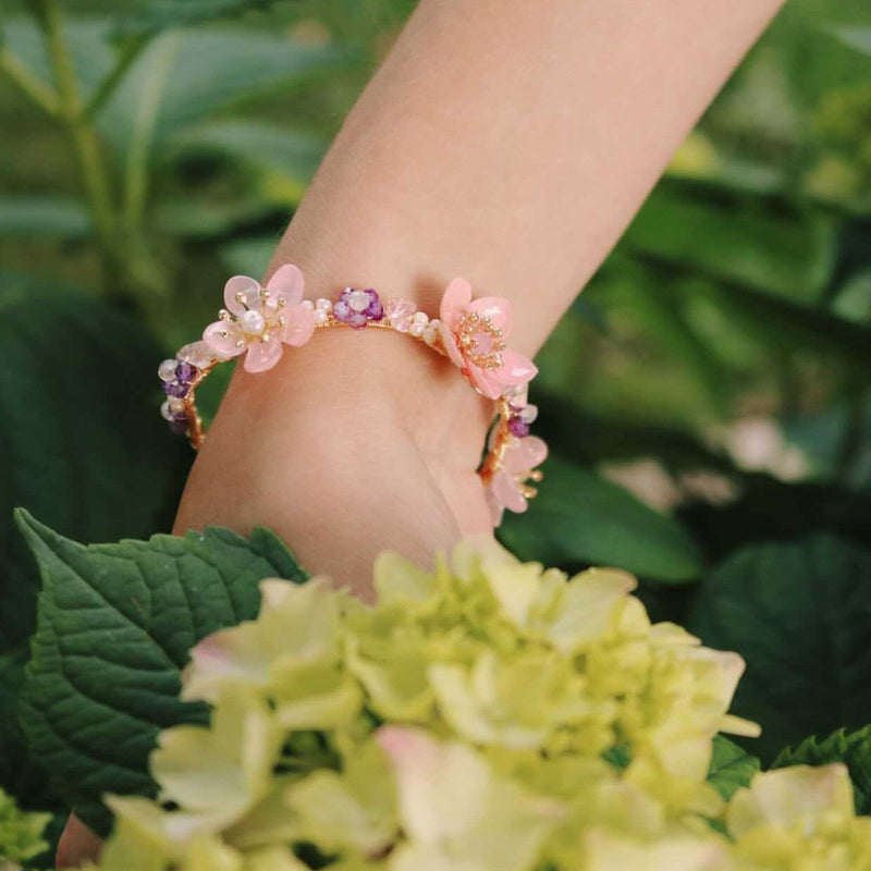 #flowerbracelet# - #jewelryblossom##bracelet##fairynecklace##weddingjewelry##pinkflowernecklace#