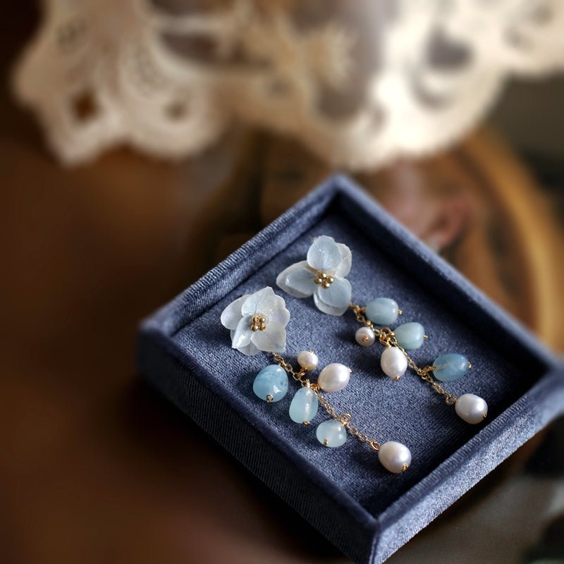 #blueflowerearrings# - #jewelryblossom##earrings##fairyearrings##weddingjewelry##hydrangeaearrings# flower earrings
