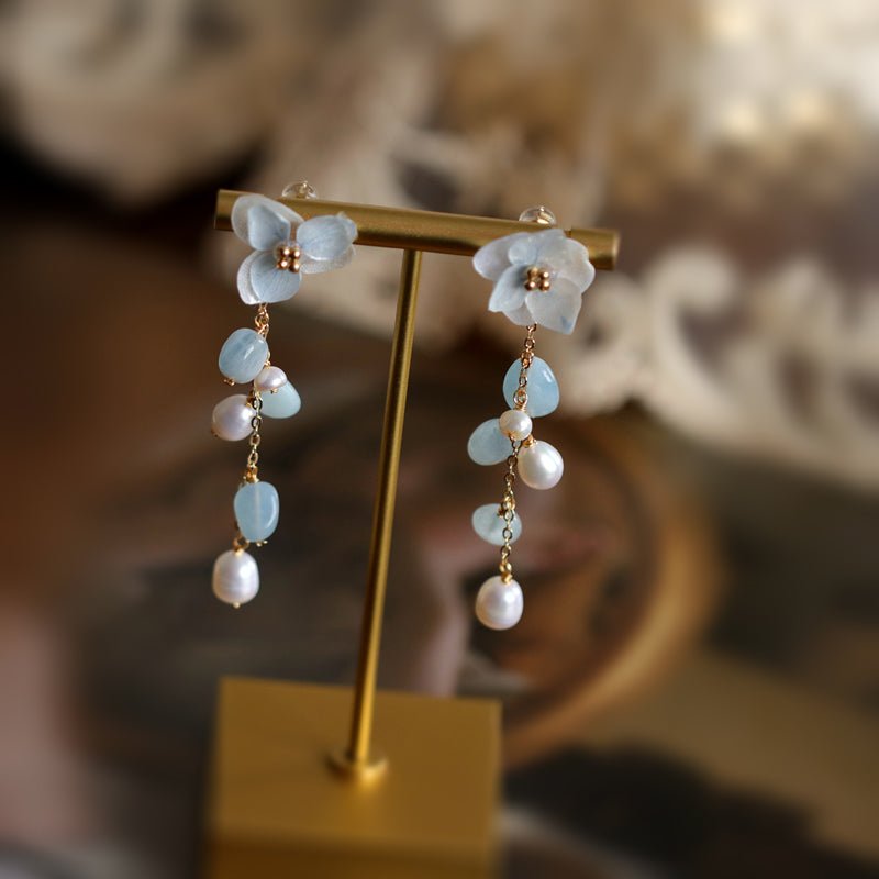 #blueflowerearrings# - #jewelryblossom##earrings##fairyearrings##weddingjewelry##hydrangeaearrings# flower earrings
