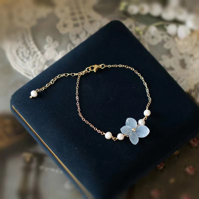 Miss Hydrangea Pearl Bracelet (Stackable)BraceletJewelryBlossomuniqueflowerearringsgiftforhermothergiftdaughtergiftbirthdaygiftanniversarygift