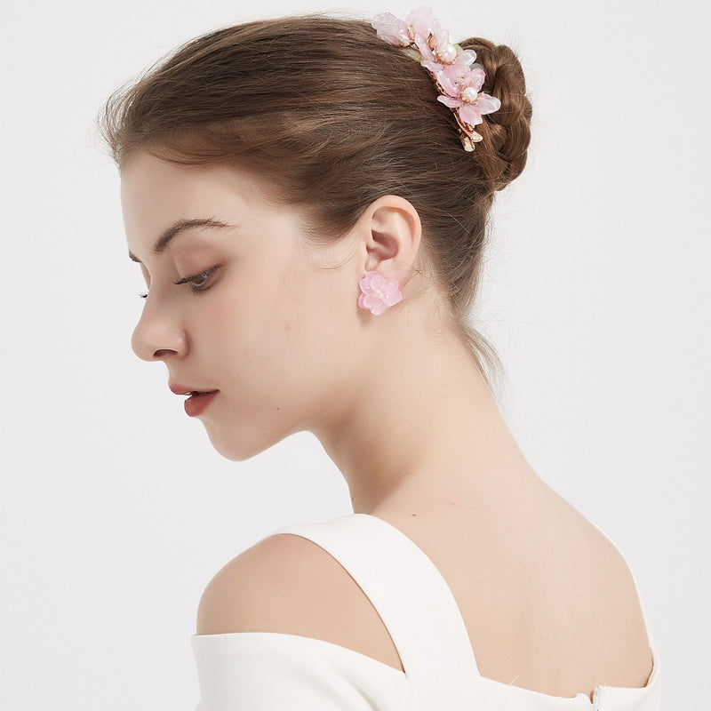 #cherryblossomhairclips# - #jewelryblossom##hairclips##weddinghairstyle##weddingjewelry#model look from back #flowerjewelry#