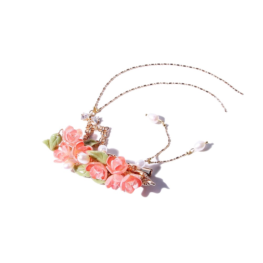 Peach Camellia Flower Hair ClipHair ClipsJewelryBlossomuniqueflowerearringsgiftforhermothergiftdaughtergiftbirthdaygiftanniversarygift