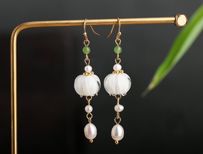 #whiteflowerearring# - #jewelryblossom##earrings##fairyearrings##weddingearrings##acrylicicearrings##bellflowerearring#