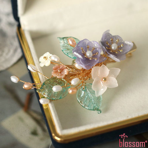 Crystal Gemstone Real Hydrangea Bracelet