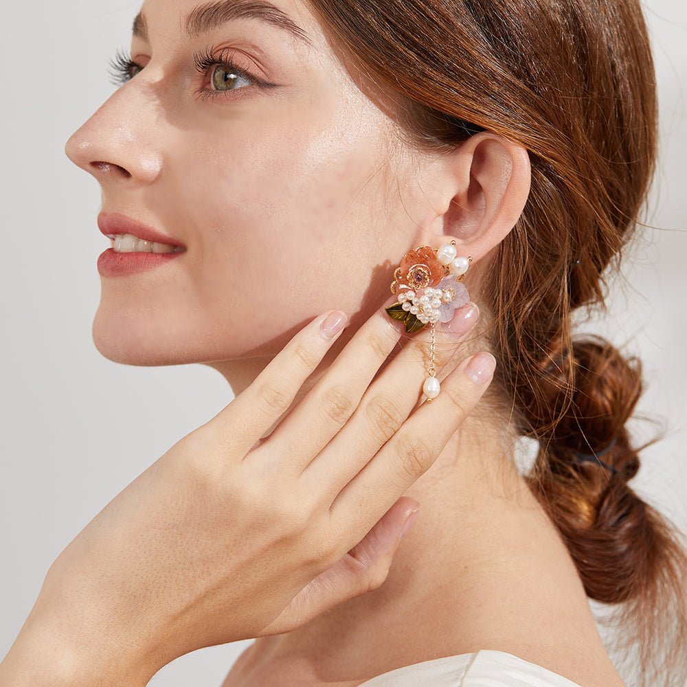 Two - tone Hydrangea Freshwater Pearl EarringsEarringsJewelryBlossomuniqueflowerearringsgiftforhermothergiftdaughtergiftbirthdaygiftanniversarygift