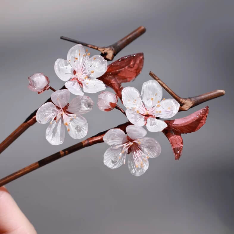 White Flowering Cherry Blossom Hair StickHAIRJewelryBlossomuniqueflowerearringsgiftforhermothergiftdaughtergiftbirthdaygiftanniversarygift